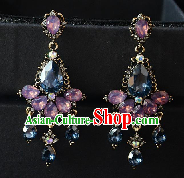 European Western Bride Vintage Jewelry Accessories Renaissance Crystal Earrings for Women
