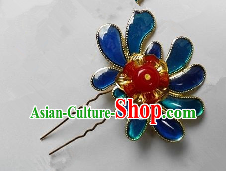 Chinese Handmade Classical Hairpins Ancient Hanfu Blueing Hair Stick Hair Accessories for Women