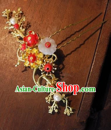 Chinese Handmade Classical Hairpins Ancient Hanfu Golden Hair Stick Hair Accessories for Women
