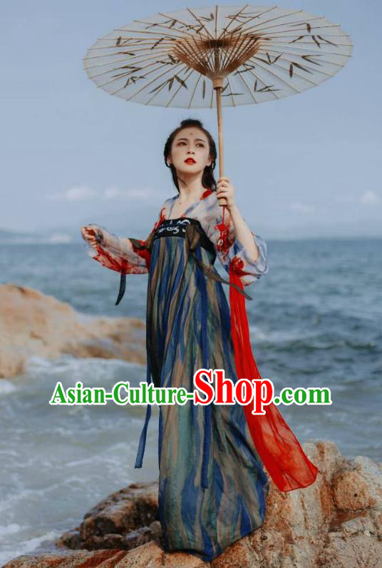 Traditional China Ancient Princess Costume Tang Dynasty Embroidered Dress for Women