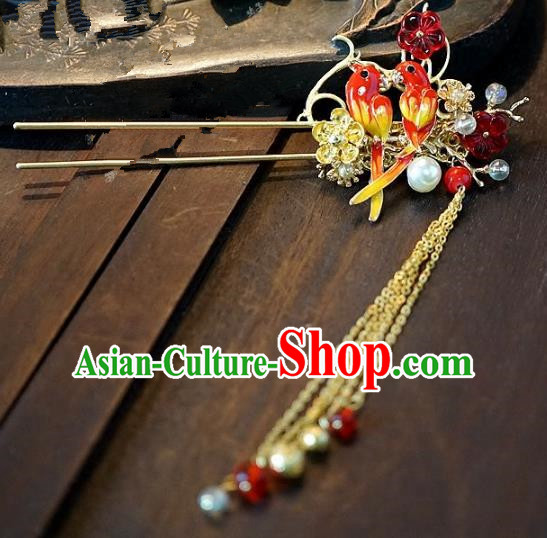 Chinese Handmade Classical Hair Accessories Ancient Hanfu Birds Hairpins for Women