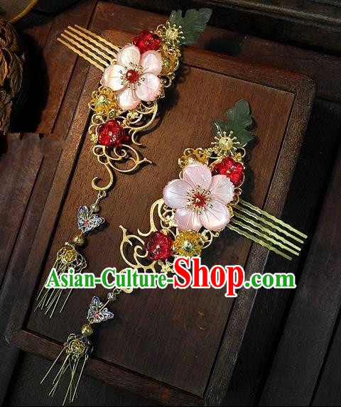 Chinese Handmade Classical Hair Accessories Flowers Hair Comb Ancient Hanfu Hairpins for Women