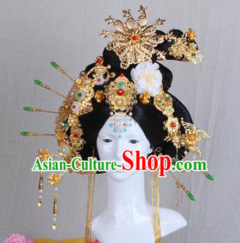 Handmade Chinese Ancient Palace Lady Hair Accessories Wig and Phoenix Coronet Hairpins for Women