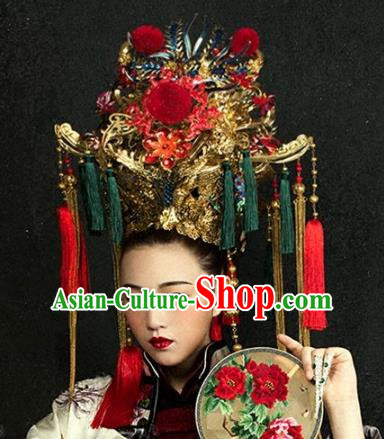 Chinese Handmade Classical Hair Accessories Bride Headdress Phoenix Coronet Ancient Hanfu Hairpins for Women