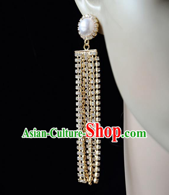 European Western Bride Vintage Accessories Renaissance Crystal Tassel Earrings for Women