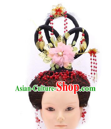 Handmade Asian Chinese Ancient Imperial Concubine Hair Accessories Wig and Hairpins for Kids