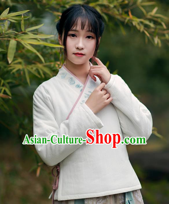 Traditional Chinese National Costume Cheongsam Cotton-padded Blouse Tangsuit Embroidered Coats for Women