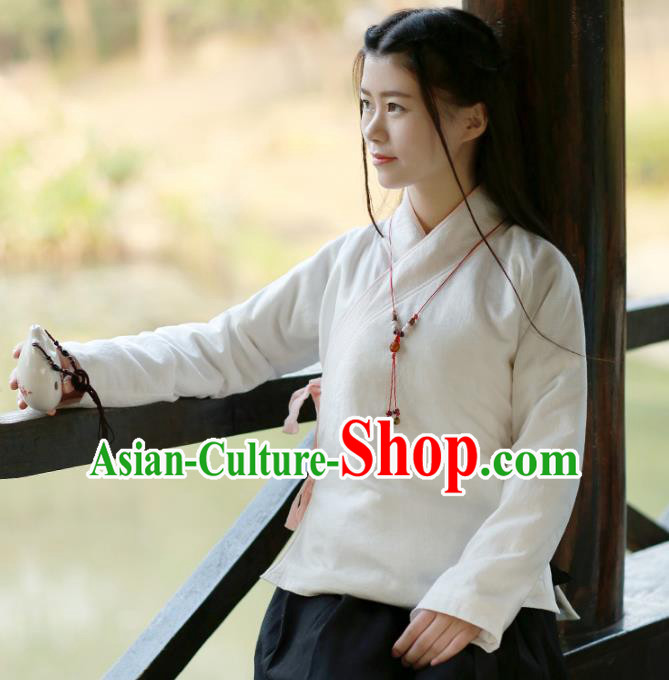 Traditional Chinese National Costume Cheongsam Cotton-padded Blouse Tangsuit Shirts for Women