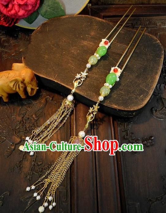 Chinese Handmade Classical Tassel Hairpins Ancient Hanfu Wedding Headdress Hair Accessories for Women