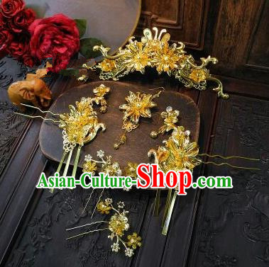 Chinese Handmade Classical Tassel Hairpins Ancient Xiuhe Suit Wedding Headdress Hair Accessories for Women