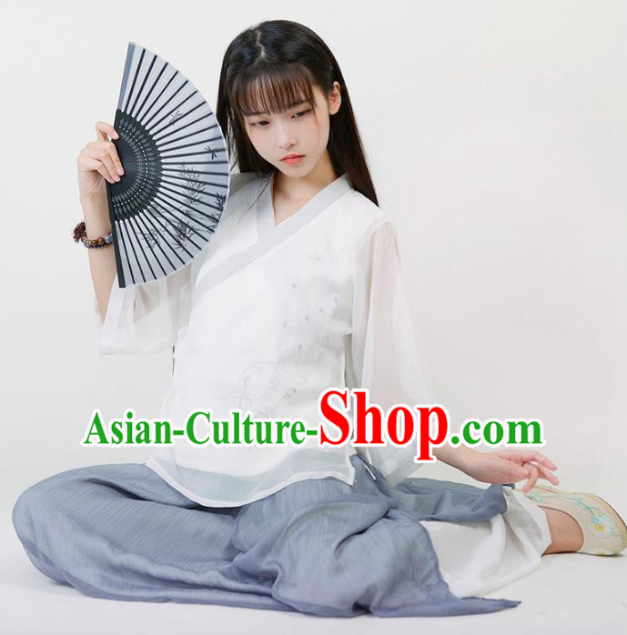 Traditional Chinese National Costume Embroidered Hanfu Blouse Tang Suit Shirts for Women