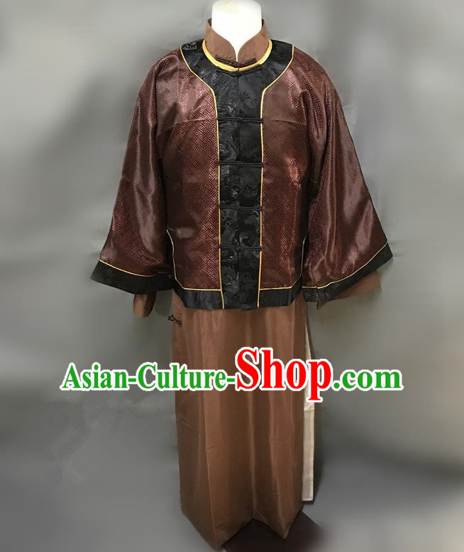 Traditional Chinese Stage Performance Costume Ancient Qing Dynasty Landlord Clothing for Men