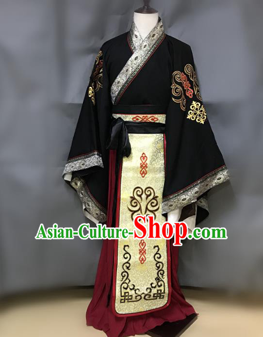 Traditional Chinese Stage Performance Costume Ancient Qin Dynasty Emperor Clothing for Men