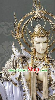 Traditional China Ancient Cosplay Buddhism Swordsman Wig and Hair Accessories Headwear for Men