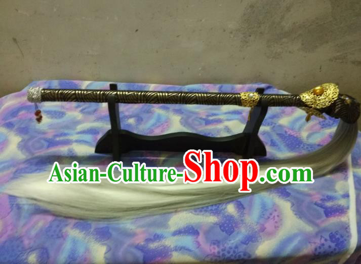 Traditional China Ancient Cosplay Swordsman Horsetail Whisk for Men