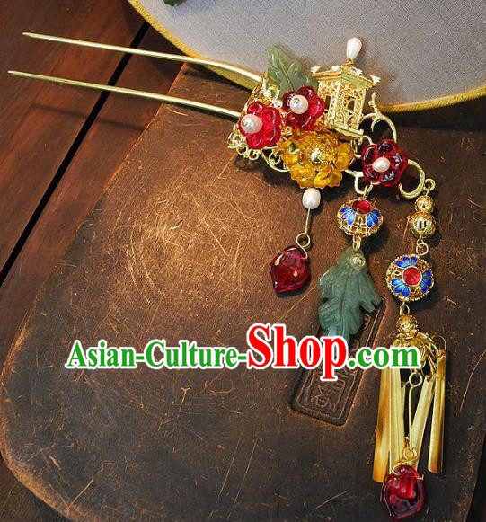 Chinese Handmade Classical Hair Accessories Ancient Wedding Hanfu Cloisonne Hairpins for Women