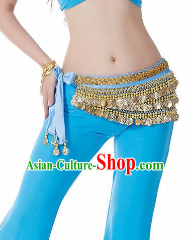 Blue Waistband Asian Indian Belly Dance Waist Accessories India National Dance Belts for Women