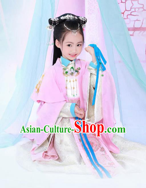 Traditional Chinese Tang Dynasty Royal Princess Nobility Lady Costume for Kids