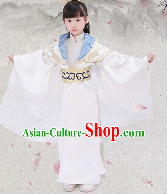 Traditional Chinese Han Dynasty Royal Highness Clothing, Ancient Nobility Prince Embroidered Costume for Kids