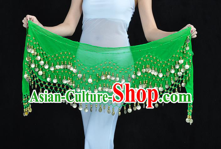 Asian Indian Belly Dance Green Silk Waistband Accessories India Raks Sharki Belts for Women