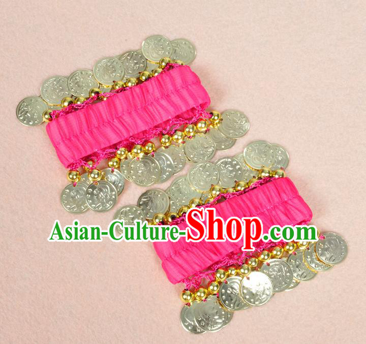 Oriental Indian Belly Dance Accessories Rosy Bracelets India Stage Performance Golden Coin Bangle for Women