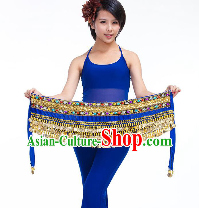 Asian Indian Belly Dance Royalblue Waistband Accessories India Raks Sharki Diamante Belts for Women
