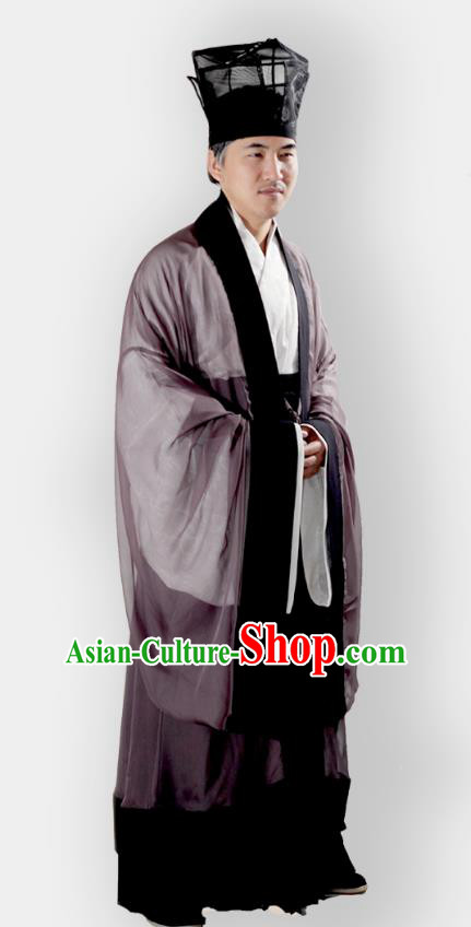 Chinese Ancient Ming Dynasty Confucian Scholar Hanfu Costume Complete Set for Men