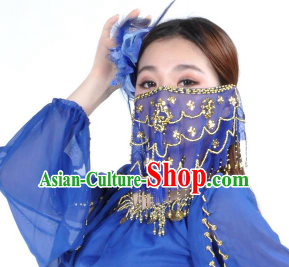 Asian Indian Belly Dance Royalblue Veil India National Dance Mask Veil for Women