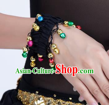 Oriental Indian Belly Dance Accessories Black Bracelets India Raks Sharki Bells Bangle for Women