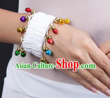 Oriental Indian Belly Dance Accessories White Bracelets India Raks Sharki Bells Bangle for Women