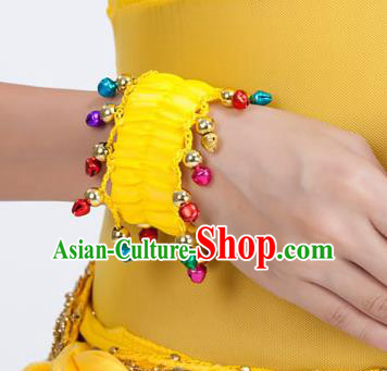 Oriental Indian Belly Dance Accessories Yellow Bracelets India Raks Sharki Bells Bangle for Women