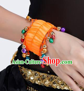 Oriental Indian Belly Dance Accessories Orange Bracelets India Raks Sharki Bells Bangle for Women