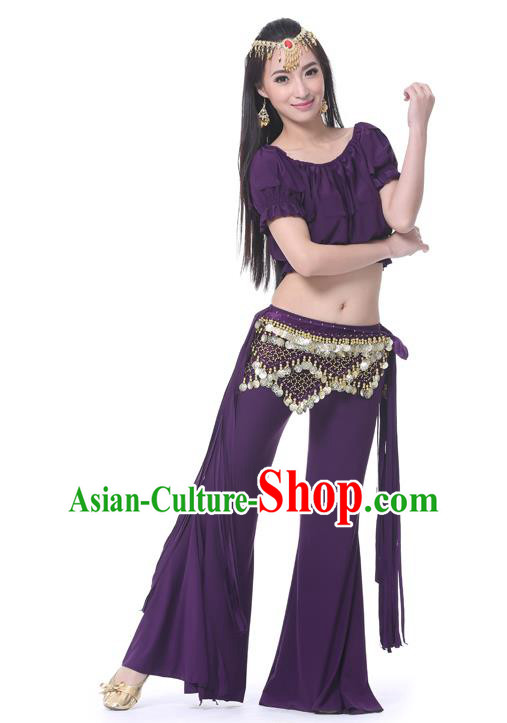 Indian Belly Dance Purple Uniform India Raks Sharki Dress Oriental Dance Rosy Clothing for Women