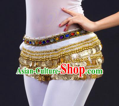 Asian Indian Belly Dance Paillette White Waist Chain Tassel Waistband India Raks Sharki Belts for Women