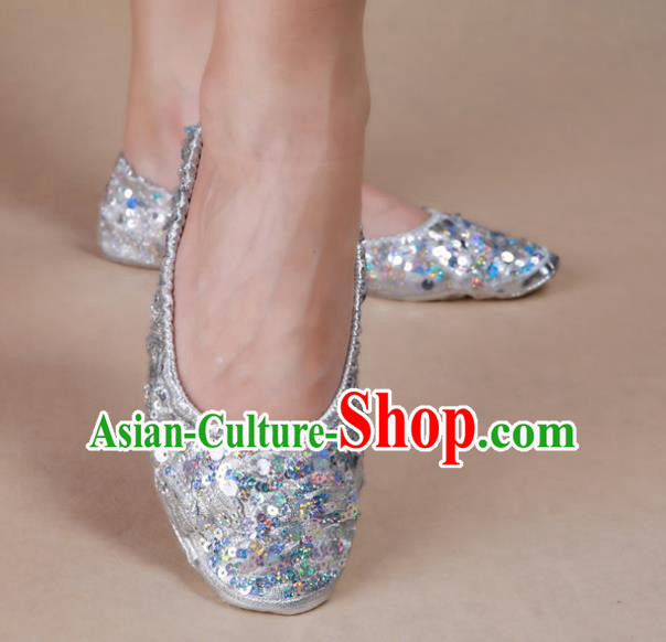 Asian Indian Belly Dance Shoes India Traditional Dance Paillette Soft Shoes for for Women