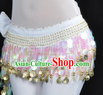 Indian Traditional Belly Dance White Tassel Belts Waistband India Raks Sharki Waist Accessories for Women