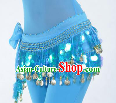 Indian Traditional Belly Dance Blue Tassel Belts Waistband India Raks Sharki Waist Accessories for Women