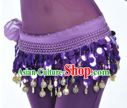 Indian Traditional Belly Dance Purple Tassel Belts Waistband India Raks Sharki Waist Accessories for Women