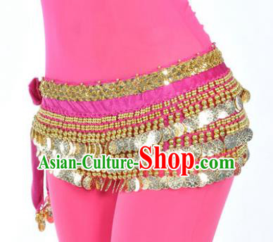 Asian Indian Belly Dance Paillette Rosy Waist Accessories Waistband India Raks Sharki Belts for Women