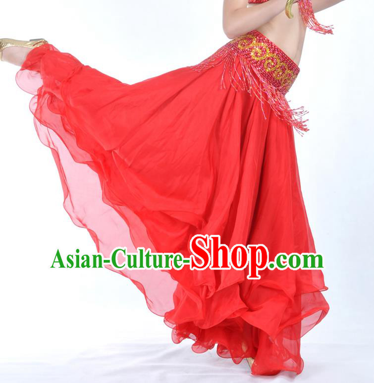 Asian Indian Belly Dance Costume Stage Performance Red Expansion Skirt, India Raks Sharki Dress for Women