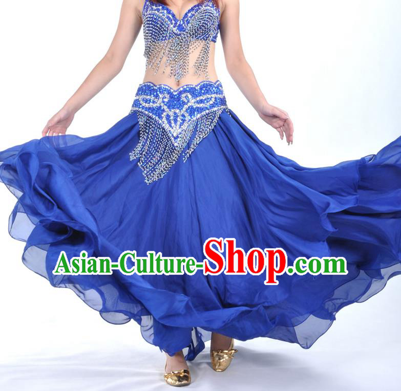 Asian Indian Belly Dance Costume Stage Performance Royalblue Expansion Skirt, India Raks Sharki Dress for Women