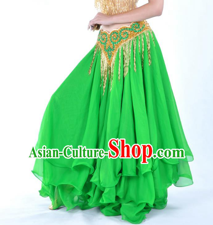 Asian Indian Belly Dance Costume Stage Performance Green Expansion Skirt, India Raks Sharki Dress for Women