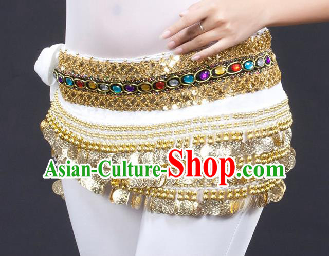 Asian Indian Belly Dance Diamante Waist Accessories White Waistband India Raks Sharki Belts for Women
