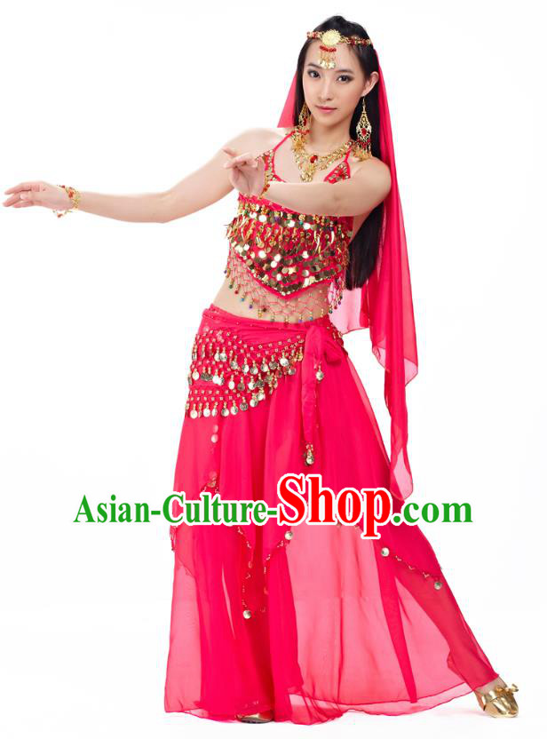 Top Indian Belly Dance Costume Oriental Dance Rosy Dress, India Raks Sharki Clothing for Women