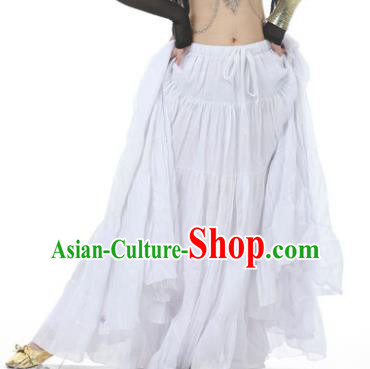 Indian Oriental Belly Dance Costume White Bust Skirt, India Raks Sharki Bollywood Dance Clothing for Women
