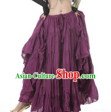 Indian Oriental Belly Dance Costume Purple Bust Skirt, India Raks Sharki Bollywood Dance Clothing for Women