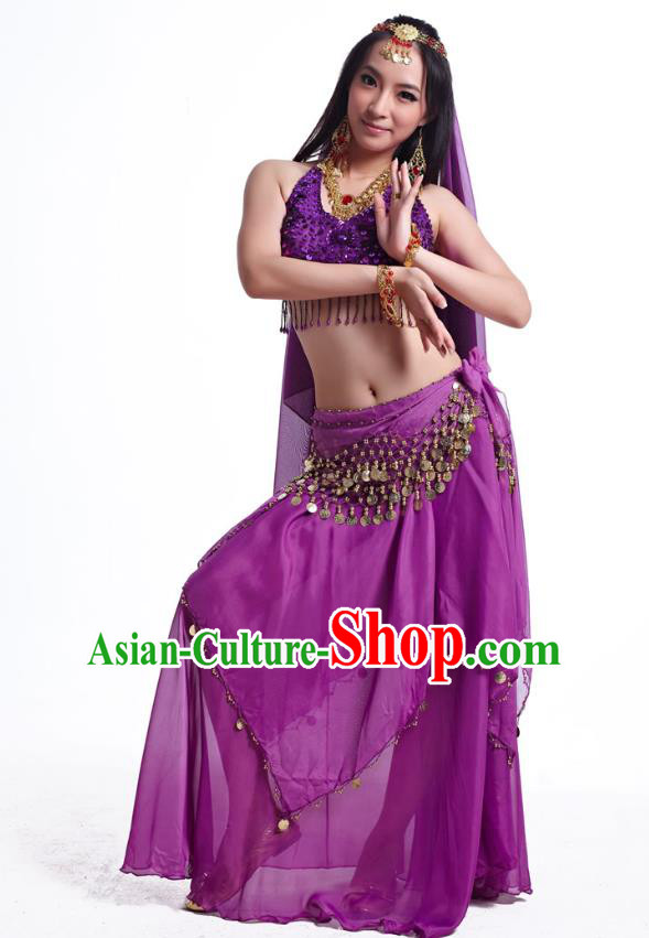 Indian Belly Dance Costume Oriental Dance Purple Dress, India Raks Sharki Bollywood Dance Clothing for Women