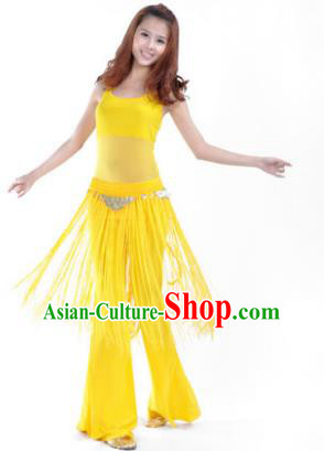 Indian Belly Dance Yoga Yellow Suits, India Raks Sharki Dance Clothing for Women
