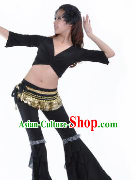 Indian Traditional Belly Dance Black Uniform Asian India Oriental Dance Costume for Women