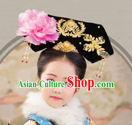 Chinese Handmade Classical Qing Dynasty Princess Hair Accessories Ancient Manchu Palace Lady Headwear